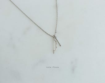 Tiny Bow & Arrow Necklace, Gold, Silver Romantic Cupid Arrow Charms, Dainty Delicate Minimalist Jewelry, bridesmaid Archery, Her Gift