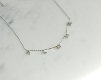 Tiny Brushed Aloha Letter Station Necklace, Silver Hawaiian, Warmth of Islands, Hawaii Dainty, Minimalist Jewelry, Bridesmaid Vacation Gift