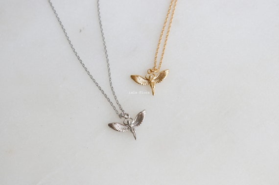 Reach the Sun, Dainty Angel Icarus Necklace, Detailed Wing Body, Minimalist, 18k Jewelry, Ambition Charm Gold Silver Dipped Bridesmaid Gift