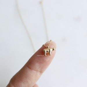 18k Gold Dipped Tiny Grizzly Bear Pendant Necklace, Full Body, Dainty, Realistic, Minimalist Jewelry, Layering, Bridesmaid Gift for Her