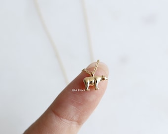 18k Gold Dipped Tiny Grizzly Bear Pendant Necklace, Full Body, Dainty, Realistic, Minimalist Jewelry, Layering, Bridesmaid Gift for Her