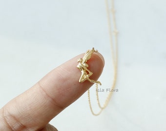 18K Gold Dipped Enchanting Floating Fairy Necklace | Fae Fairy Tale Magic, Timeless, Fine, Delicate, Minimalist Jewelry, Bridesmaid Gift