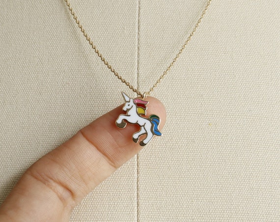 18k Gold Dipped Colorful Unicorn Necklace Super Detailed Plated