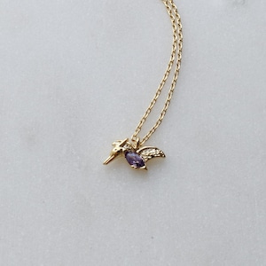 Cute Pterosaur Dinosaur Pendant Necklace, Lilac Pterodactyl, Purple Rhinestone, the most Underrated Dino, Minimalist Jewelry bridesmaid Gift