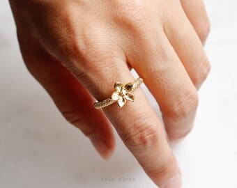 Lily or Azalea Open Band Ring, Simple Flower Aesthetic, Jasmine, Plumeria, Minimal Jewelry, bridesmaid, Bridal, Wedding Her Gift