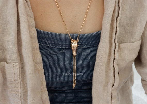 Horse Pendant Adjustable Chain 26" Necklace, Cowboy Cowgirl Bolo Style, Gold Western Glam, Rodeo Fashion, Country Jewelry bridesmaid Gift