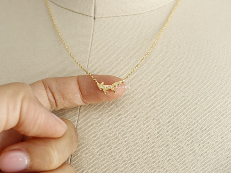 18K Gold, White Gold Dipped Brushed Tiny Fox Necklace Dainty, Foxy Chic, Timeless, Fine, Delicate, Minimalist Jewelry, Bridesmaid Gift image 4