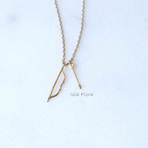 Love's Arrow 18K Gold Dipped Tiny Bow & Arrow Necklace, Romantic Jewelry, Timeless Dainty Delicate Minimalist Jewelry, bridesmaid Gift Her