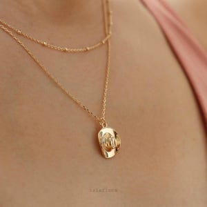 Dainty Hat Pendant Layered Chain Necklace, Western Cowgirl Glam, Country Jewelry, bridesmaid Gift
