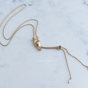 Horse Adjustable Chain 26" Necklace, Cowboy Cowgirl Bolo Style, Gold Western Glam, Rodeo Fashion, Country, Minimal Jewelry bridesmaid Gift