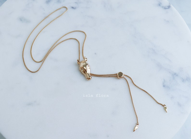 Horse Adjustable Chain 26" Necklace, Cowboy Cowgirl Bolo Style, Gold Western Glam, Rodeo Fashion, Country, Minimal Jewelry bridesmaid Gift