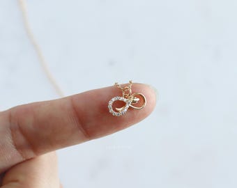 Dainty Snake Infinity Necklace, Unbreakable Charm Cubic Encrusted, Simple Detailed, Gold Jewelry, Bridesmaid, Connection Aesthetic, Her Gift