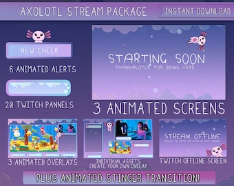 paquete de transmisión animada axolotl