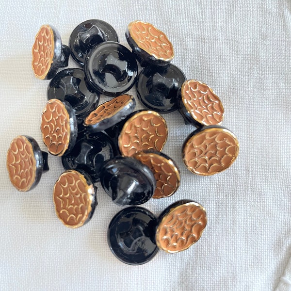 Vintage Black Glass Buttons, Original Card