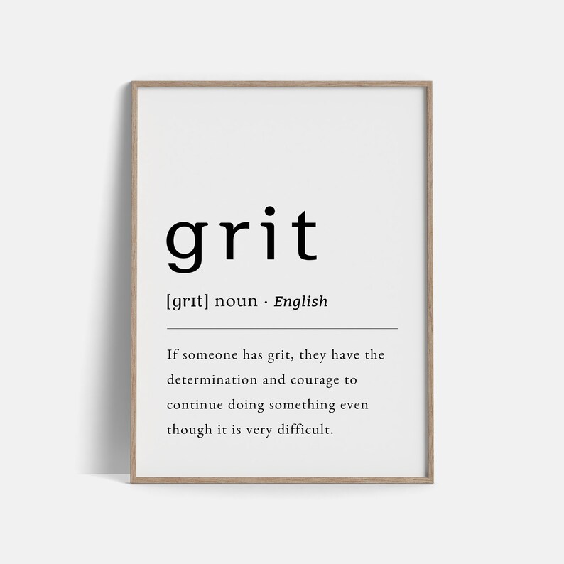 Grit Definition Poster Printable Wall Poster Instant Download Etsy