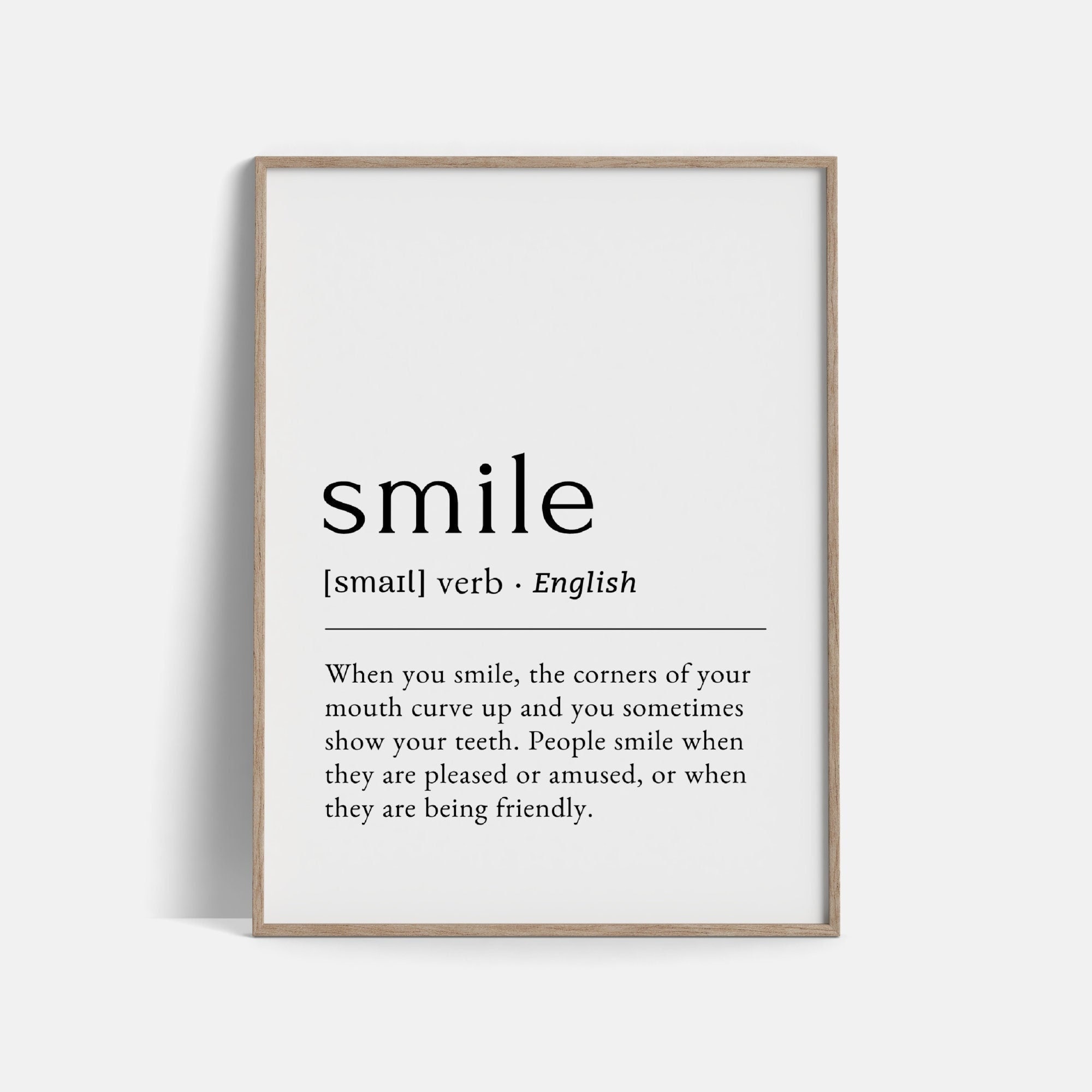 Smile Definition Printable Wall Poster Instant Download A4 Etsy