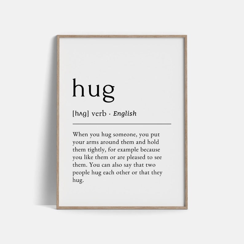 Hug Definition Printable Wall Poster Instant Download A4 Etsy