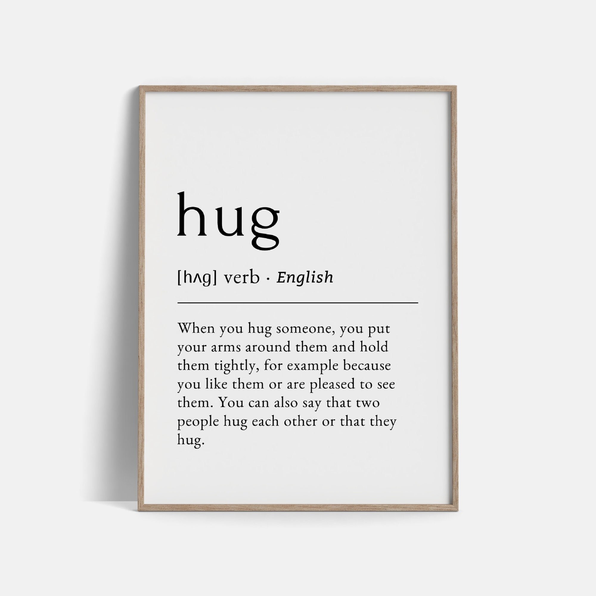 Hug Definition Printable Wall Poster Instant Download A4 - Etsy