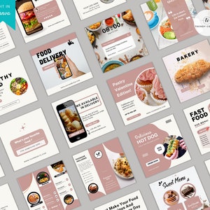 Food & Restaurant Instagram Templates Editable Social Media - Etsy