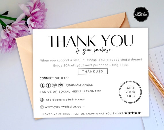 Poshmark Thank You Cards Poshmark Thank You Note Template | Etsy