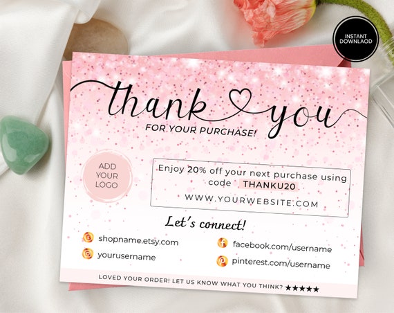 Poshmark Thank You Card Template Poshmark Thank You Note | Etsy