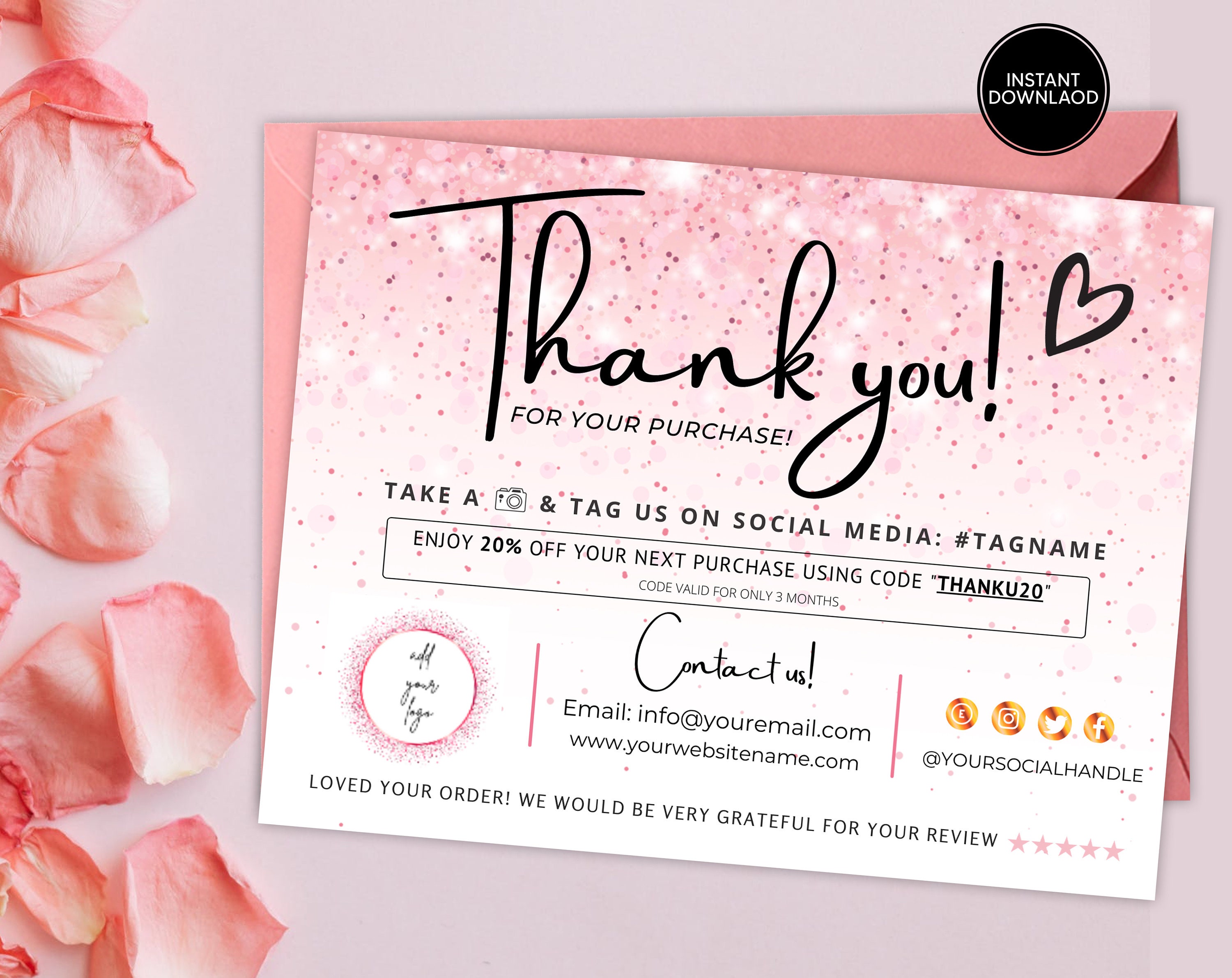 Poshmark Thank You Cards Poshmark Thank You Note Template Etsy