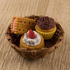 Conjunto de cupcakes de massa folhada com 02 borrachas e papelaria Iwako Japão "opções separadas" cupcake