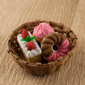 Conjunto de cupcakes de massa de donut 01 borracha de borracha Iwako Japão "opções separadas" cupcake