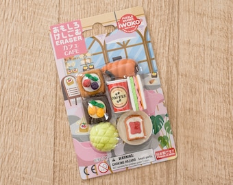 Set di gomme per cancellare Sweets Cafe Iwako Japan Stationery Confezione in blister per torta sandwich