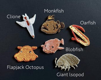深海魚のアイロン接着ワッペン：刺繍動物エンブレム - Etsy 日本