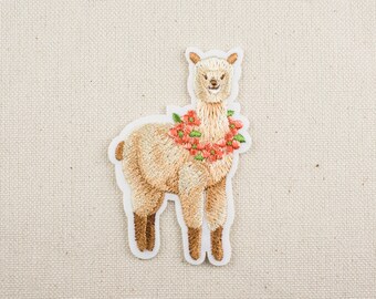 Alpaca Iron On Patch: Embroidered Animal Applique