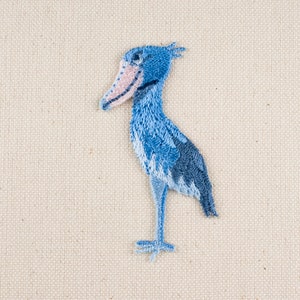 Shoebill Bird Iron-On Patch: Embroidered DIY Applique