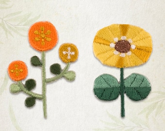 Retro Flower 02 Iron on Patch Embroidery Decorative applique DIY Embroidered Badge sticker Hind Emblem Japan For Bag Jacket Hara