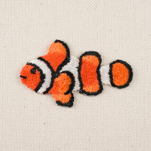 Poisson clown fer sur Patch broderie décorative applique bricolage brodé Badge Animal emblème japon pour sac veste