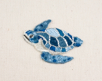 Sea Turtle Iron On Patch: Embroidered Applique, Japan