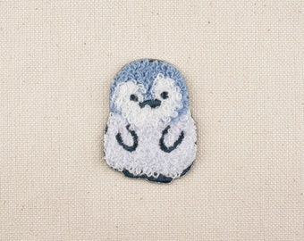 Fluffy Penguin Iron on Patch Embroidery Decorative applique DIY Embroidered Badge Animal Emblem Japan For Bag Jacket