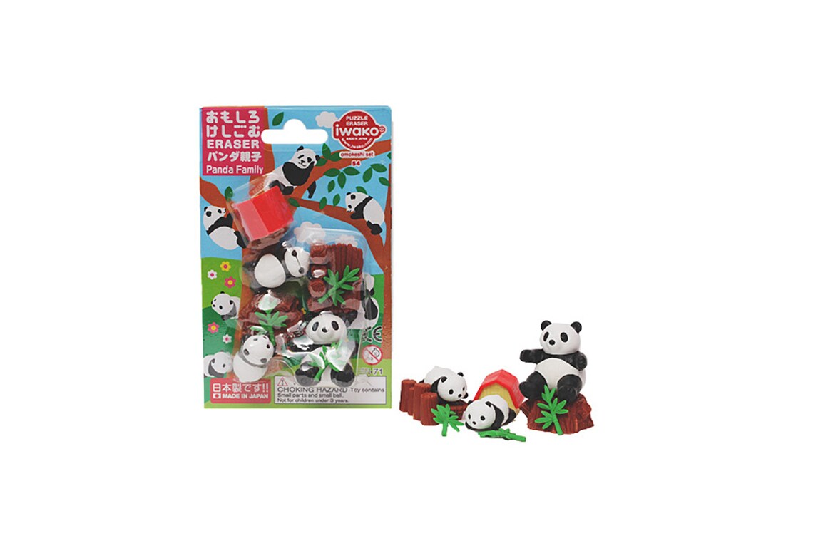 Panda Set Eraser Rubber Iwako Japan Animal Blister Package Etsy