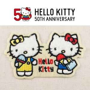 Hello Kitty and Mimmy 50th Anniversary Character Iron on Patch 01 Embroidery Decorative applique DIY Japan Cartoon Emblem For Bag Jacket