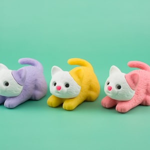 Gomme en caoutchouc pour chat en duvet de couleur pastel, Iwako Japon, « options de couleur », figurine d'animal