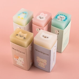 Tier halbtransparent Radiergummi 01 Schreibwaren Gummi Japan Mochipan Igel Kaninchen Pinguin
