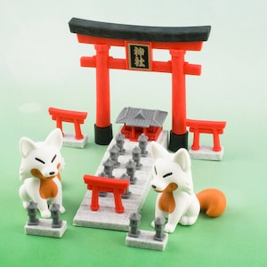 Sanctuaire shinto avec gomme renard en caoutchouc Iwako Japon papeterie sous blister figurine animal japonais