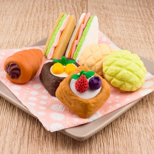 Sweets Set Eraser Rubber Iwako Japan Stationery "separately options" bread Cake Sandwich Food