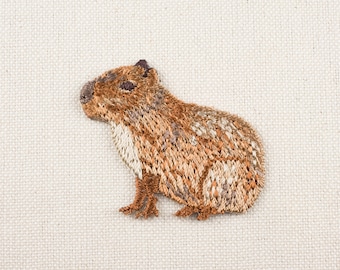 Capybara Iron on Patch Embroidery Decorative applique DIY Embroidered Badge Animal Bird Emblem Japan For Bag Jacket Hamanaka
