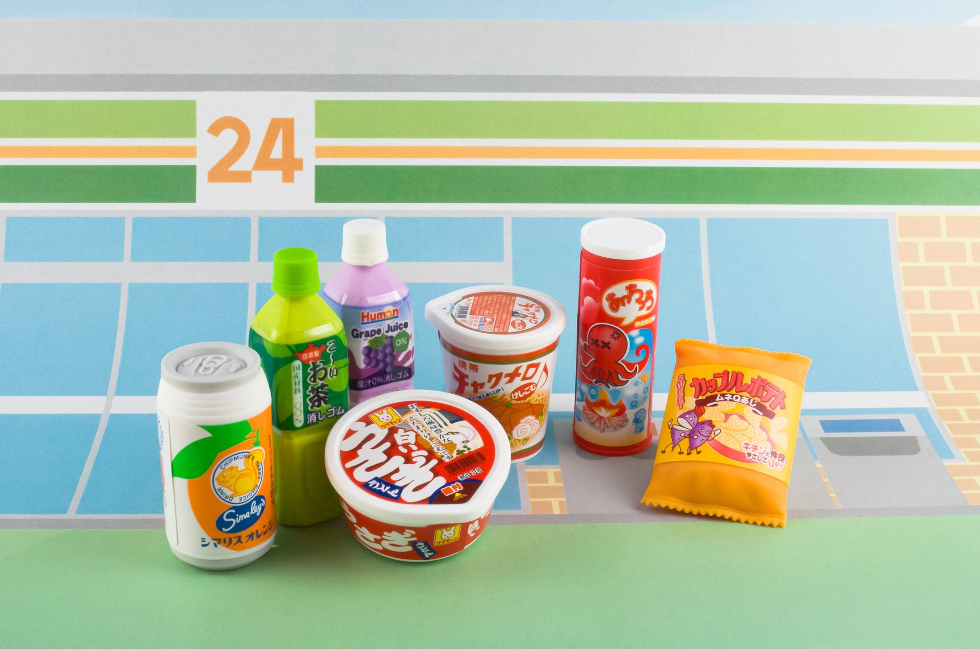 Iwako Japanese Eraser Set: Convenience Store Food, Drinks, Snacks