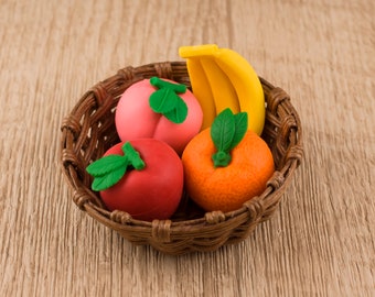 Fruits Set 03 Eraser Rubber Iwako Japan Stationery "separately options" peach apple banana orange Fruit Erasers