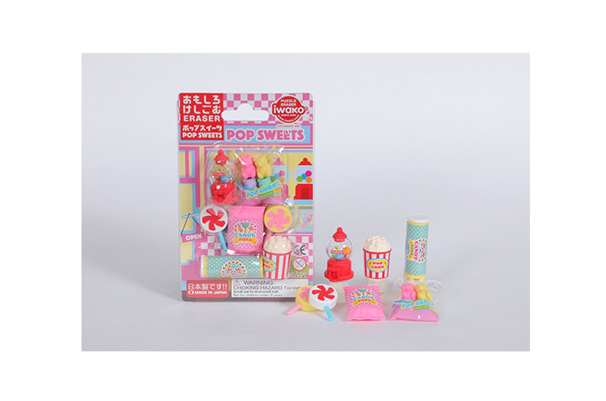 Pop Sweets Set Eraser Rubber Iwako Japan Madeleine Eclair Popcorn