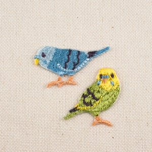 Parakeet Iron-on Patch, Budgerigar Bird Applique (Set of 2)