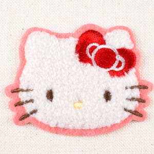 Fluffy Hello Kitty Character Iron on Patch Embroidery Decorative applique DIY Japan Cartoon Emblem Japan For Bag Jacket