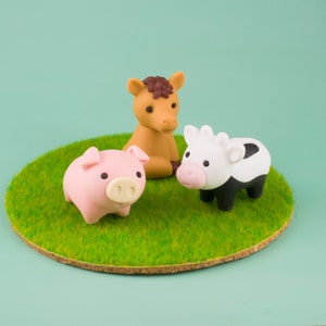 Wild Animal 04 Eraser Rubber Stationery Iwako Japan separately options Pig Cow Bull Cattle Horse Figure 3 pcs (all animal)