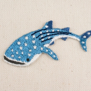 Whale shark Iron on Patch Embroidery Decorative applique DIY Embroidered Badge Sea Animal sticker Emblem Japan For Bag Jacket Hamanaka